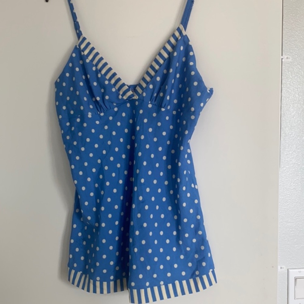 Retro mixed media polka dot and stripes tank fits like a medium but no size tag